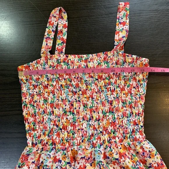 Jessica Simpson Floral Summer Dress Small Stretch Bodice Tiered Skirt Ruffle Hem - Picture 7 of 10